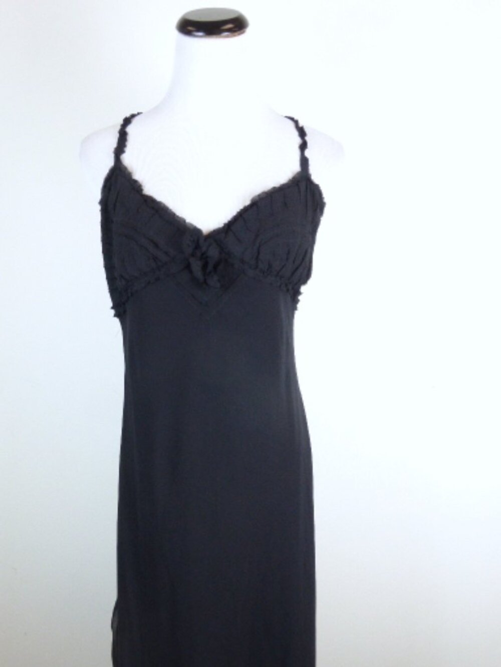 MAX STUDIO black silk spaghetti strap midi dress 10 NWT spaghetti straps party